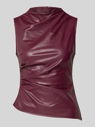 Top in leerlook met plooien, model 'DANDY' van Noisy May Bordeaux - 10