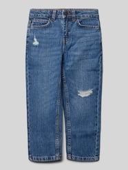 Regular Fit Jeans im Used-Look Modell 'dad' von Mango Blau - 1