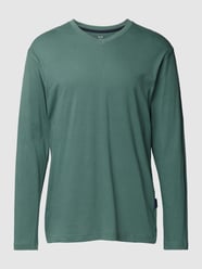 Longsleeve mit geripptem V-Ausschnitt von Götzburg Wäsche Grün - 24