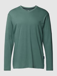 Shirt met lange mouwen en geribde V-hals van Götzburg Wäsche Groen - 1