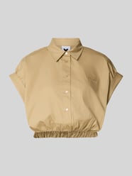 Kort overhemdblouse van puur katoen met gestikt logo van Karo Kauer Beige - 5