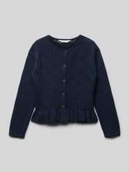 Regular Fit Strickjacke mit Lochstrick-Muster von Tom Tailor Blau - 41