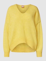 Strickpullover mit abgerundetem V-Ausschnitt Modell 'Fondianan' von BOSS Orange Gelb - 8