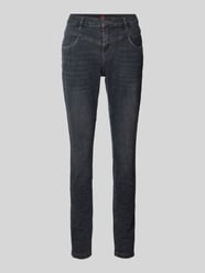 Slim fit jeans met labeldetail, model 'Florida' van Buena Vista Grijs / zwart - 15