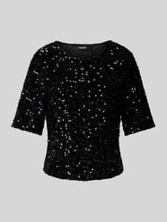 Regular Fit T-Shirt mit Pailletten Modell 'KAM' von Pieces Schwarz - 4