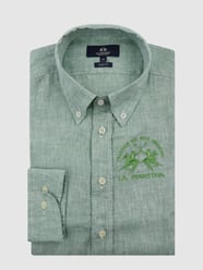 Slim Fit Leinenhemd von La Martina Grün - 12