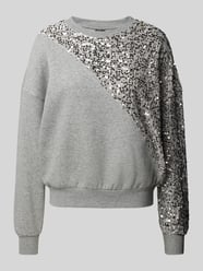 Regular Fit Sweatshirt mit Pailletten Modell 'NANCY von Pieces Grau - 5