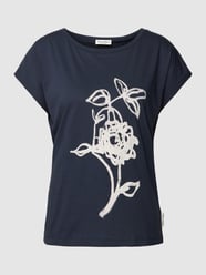 T-Shirt aus Baumwolle mit Motiv-Print von Marc O'Polo Blau - 44