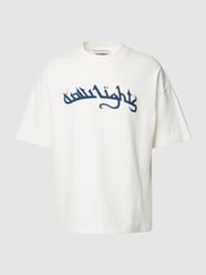 T-shirt van katoen met print aan de voorkant, model 'Orient' van Low Lights Studios Wit - 19