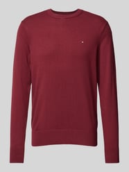 Gebreide pullover met logostitching, model 'PIMA' van Tommy Hilfiger Rood - 40