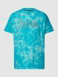 T-Shirt mit geripptem Rundhalsausschnitt von Guess Türkis - 29