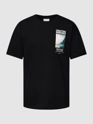 T-Shirt mit Motiv-Print von Knowledge Cotton Apparel Schwarz - 40