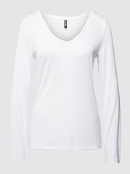 Longsleeve mit V-Ausschnitt Modell 'KAMALA NEW' von Pieces Weiß - 7
