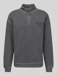 Bluza z nadrukiem z logo kołnierz zapinany od HUGO Blue - 6
