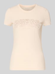 t-shirt o kroju slim fit z obszyciem z kamieni stras od GUESS - 23