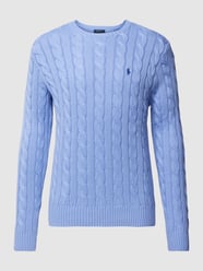 Gebreide pullover met kabelpatroon, model 'Driver' van Polo Ralph Lauren Blauw - 23