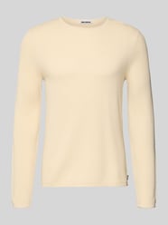 Basic Sweter z dzianiny z okrągłym dekoltem i wywiniętymi krawędziami od REVIEW - 6