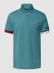 Poloshirt met labelstitching, model 'FLAG' van Tommy Hilfiger Turquoise - 42