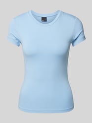 T-Shirt mit geripptem Rundhalsausschnitt von Gina Tricot Blau - 43