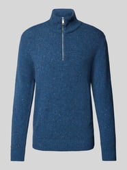 Regular Fit Troyer aus gesprenkeltem Tweedgarn von Marc O'Polo Blau - 10