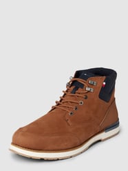 Boots aus Leder-Mix mit Logo-Detail Modell 'NUBUCK' von Tommy Hilfiger Braun - 41