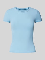 T-Shirt mit geripptem Rundhalsausschnitt von Review Blau - 14