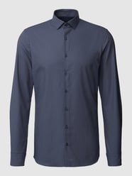 Slim Fit Business-Hemd mit Allover-Muster Modell 'Modern Kent' von OLYMP No. Six Blau - 48