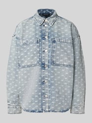Bluzka jeansowa o kroju oversized z domieszką wełny z alpaki od Armani Exchange - 4