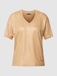T-shirt z efektowną przędzą model ‘Casa’ od MOS MOSH Beżowy - 31