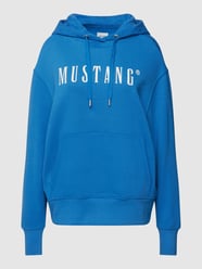 Bluza z kapturem i nadrukiem z logo model ‘Bianca’ od Mustang Turkusowy - 12