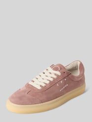 Sneakersy skórzane z nadrukiem z logo od Copenhagen Fuksjowy - 12