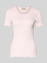 T-shirt z prążkowaną strukturą model 'Elaine' od MOS MOSH Fuksjowy - 43