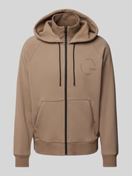 Sweatjacke mit Label-Print Modell 'Snuggel' von BOSS Green Beige - 20