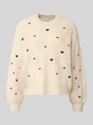 Sweter z dzianiny z okrągłym dekoltem i haftami od Apricot - 2