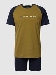 Pyjama mit Label-Print Modell 'NIGHTWEAR' von Tom Tailor Grün - 40