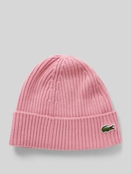 Czapka beanie z imitacji dzianiny od Lacoste Różowy - 7