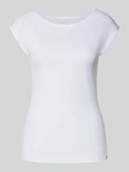 t-shirt z dekoltem w łódkę i detalem z logo od Marc Cain - 33