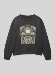 Sweatshirt met labelprint, model 'TERRY' van Roxy Grijs / zwart - 1