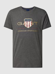 T-shirt met labelprint, model 'Archiv Shield' van Gant Grijs / zwart - 32
