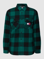 Kurtka koszulowa z podszewką ze sztucznego kożuszka model ‘FLANNEL’ od Tommy Jeans Zielony - 28