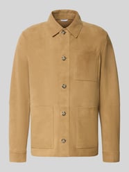 Leren jack met knoopsluiting en opgestikte zakken van Manuel Ritz Beige - 2