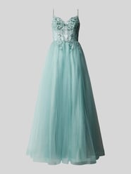 Abendkleid mit Paillettenbesatz von Unique Blau - 16