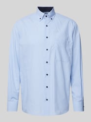 Comfort Fit Business-Hemd mit Button-Down-Kragen von Eterna Blau - 29