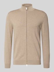 Cardigan mit Stehkragen und Zweiwege-Reißverschluss von Profuomo Beige - 6