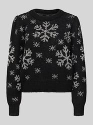 Sweter świąteczny o kroju regular fit ze wzorem na całej powierzchni model ‘NEWSNOWFROST’ od VERO MODA - 25