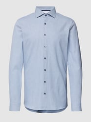 Super Slim Fit Business-Hemd mit Allover-Muster Modell 'Baio' von OLYMP No. Six Blau - 41