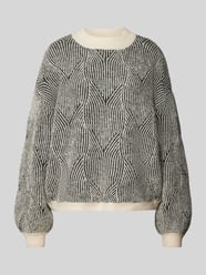 Loose Fit Strickpullover mit abstraktem Strickmuster Modell 'JENNA' von Pieces Grau - 48