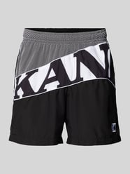 Regular Fit Shorts mit Label-Stitching von KARL KANI Schwarz - 15