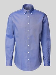 Regular Fit Business-Hemd mit Button-Down-Kragen von Christian Berg Men Blau - 30