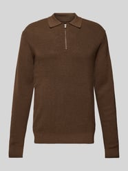 Strickpullover mit Polokragen von Jack & Jones Premium Braun - 4